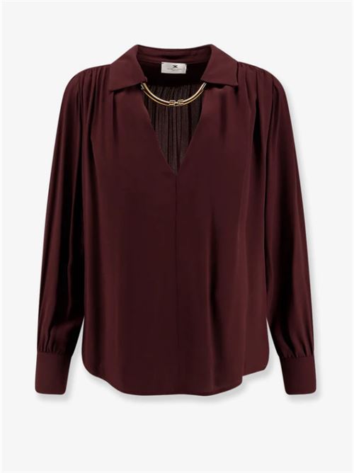 SHIRT WITH JEWEL ACCESSORY ELISABETTA FRANCHI | CA12356E2EA4 Merlot